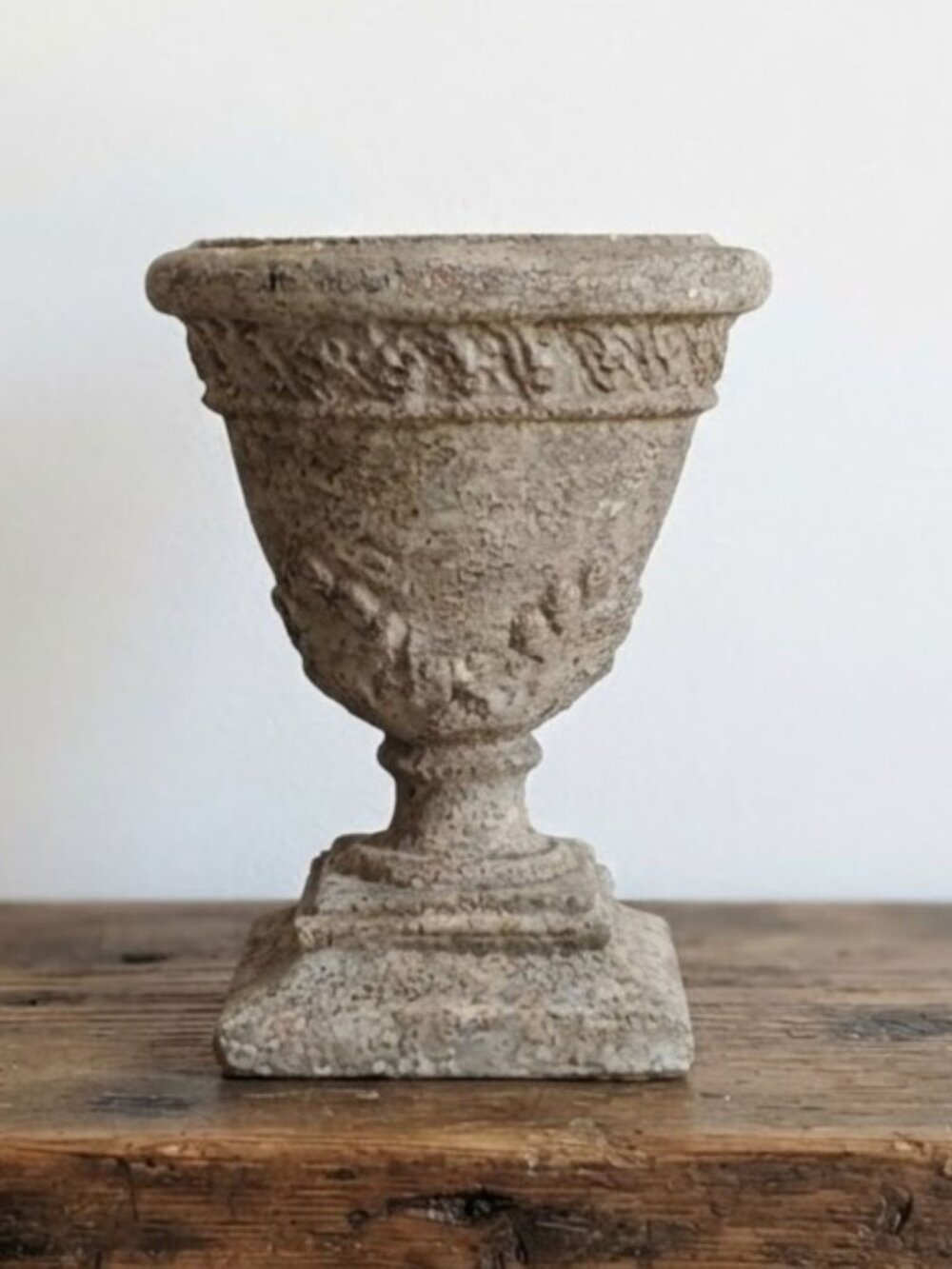 Vintage Style Decorative Urn Vase 8-inch Lightweight Resin Cement Look Old World